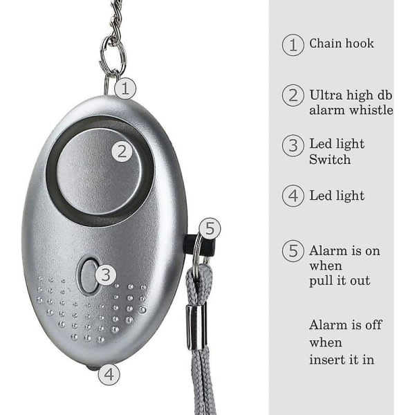 140db Lommealarm Kvinder Personligt Alarm Nøglering (sort) IC