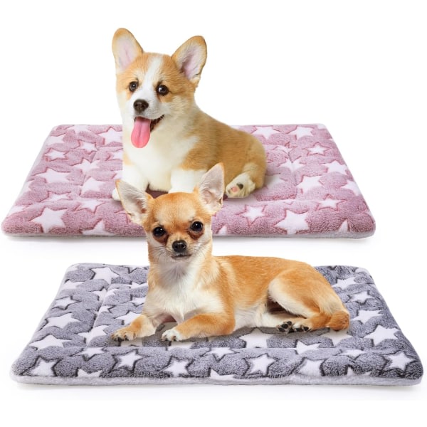 IC 2 stk Hundeburmadrasser - Fleece Dyremadras, Vaskbar Kattepude til Mellemstore Hunde, Katte, Hvalpe (M)