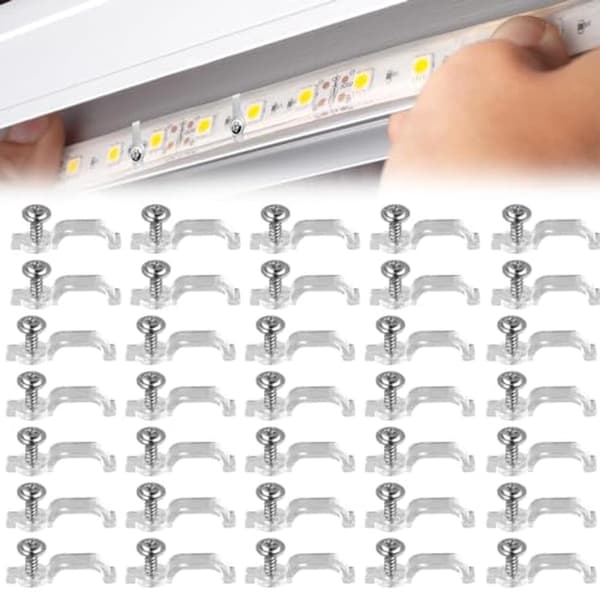 35 monteringsklips for LED-strips - vanntett og skruer inkludert