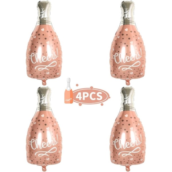 4 stk champagne aluminium mylar folieballoner roséguld vinflaske ballonger til fødselsdag forlovelse Bachelorette Party Bryllupsbruser