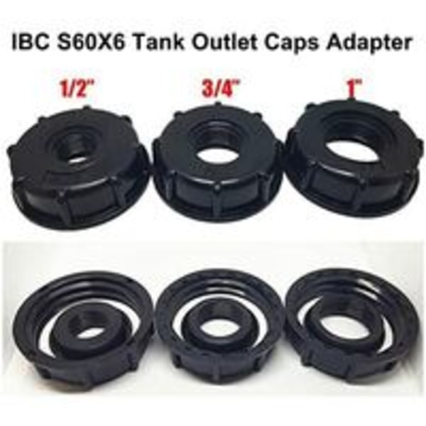 IC 3-pack IBC-tanktillbehör, invändig gänga, 1\" 3/4\" 1/2\" IBC-adapter flat
