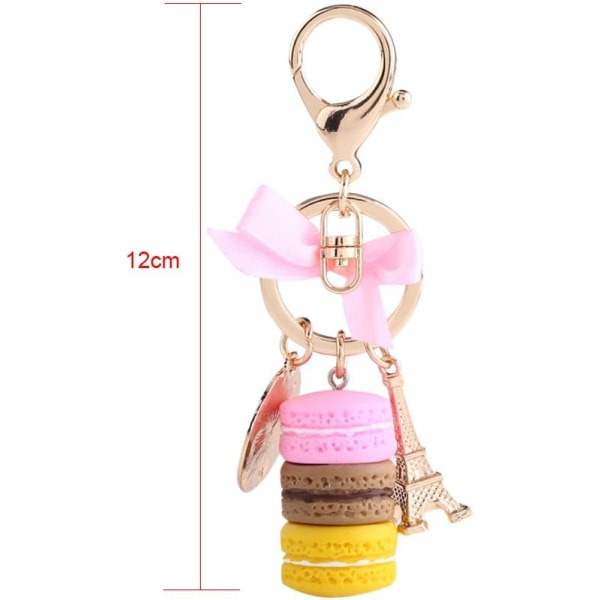 Nyckelring af hjerter og legering, sød nyckelring i macaronform med forskellige farver Eiffeltornet(B) IC