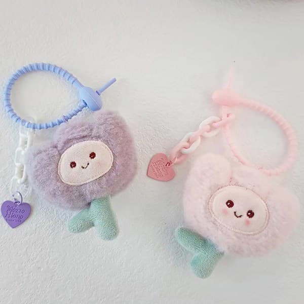 IC Kawaii tecknade blommor nyckelring e plysch tulpan nyckelring väskor gul