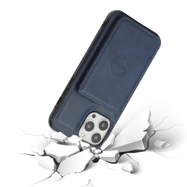 iPhone 13 Pro Max - Leather Coated Case with Card Slots - Blue