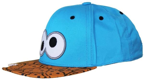 Sesame Street Cookie Monster Snapback Cap, Blå med Cookie Bite Skygge, 80% Bomuld Justerbar Flat Bill Hat til Børn og Voksne, One Size