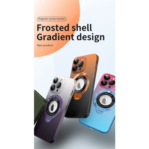 IC Usynlige magnetiske stativer for iPhone 15-serien Deksel Frostet Skinn Gradientfarger Gradient lilla iPhone15 Pro