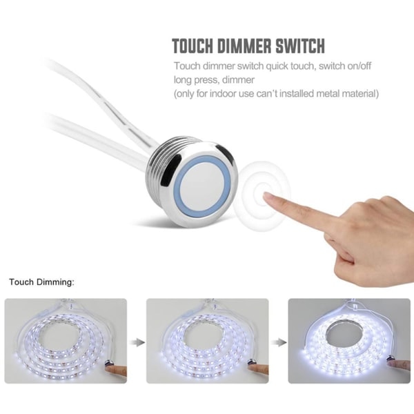 IC LED-dimmer 12V Touch-knappkontroll Steglös dimbar strömbrytare
