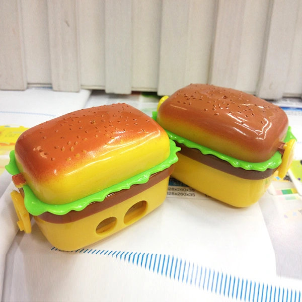 Hamburger-shaped pencil sharpener, cartoon pencil sharpener eraser 2-in-1 set