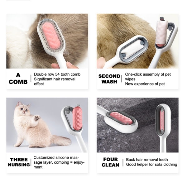 IC Portable Pet Hair Remover 4 i 1 multifunktionell hårborttagning A