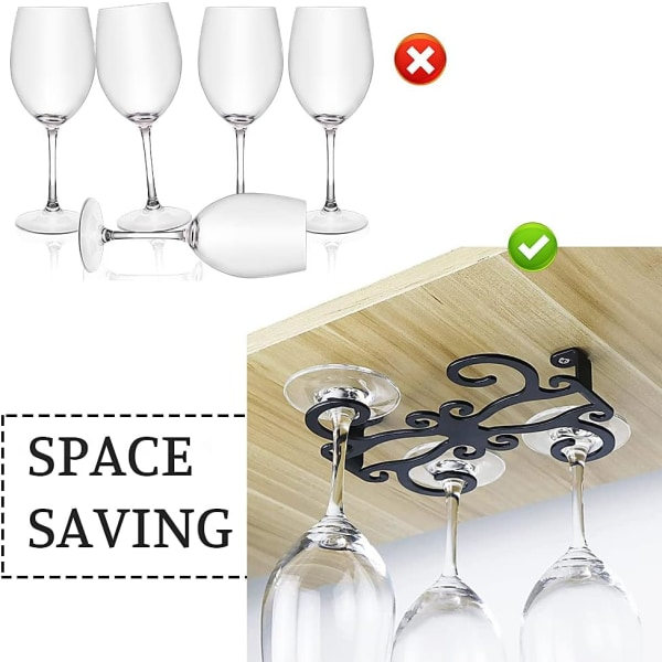 Vinglashållare som hänger under hylla, Vinglasställ Förvaring under skåp Stemware Organizer för kök, bar