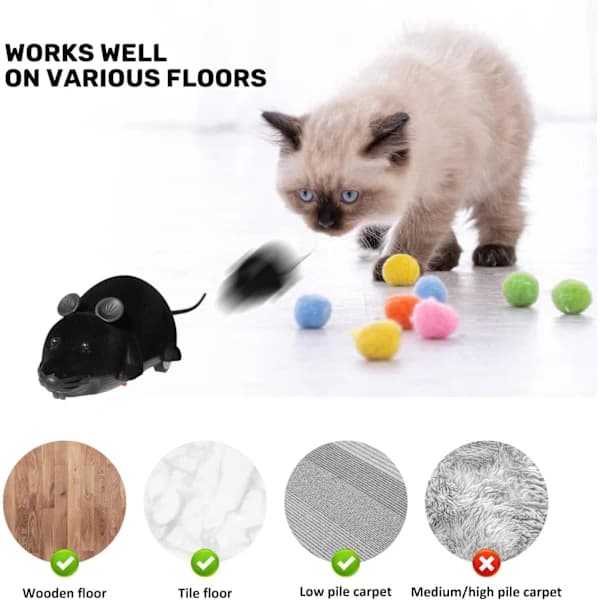 Remote Control Mouse Cat Toy, Interactive Moving Cat Toy Wireless Electronic RC Rat Mice Pet Toys