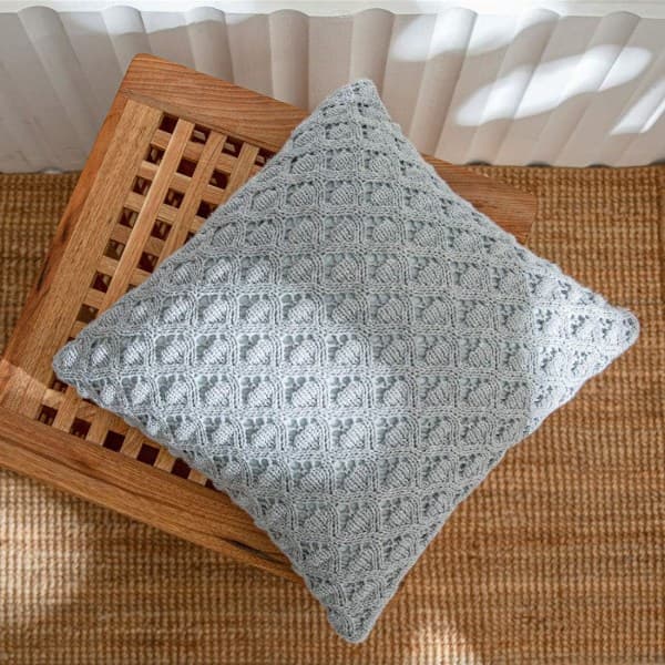 IC Boho Diamant Stickat Örngott Solid Mjukt och Mysigt Dekorativt Case Cover (Grå, 18\"x18\")