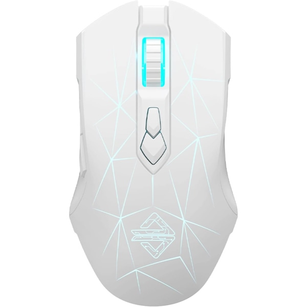 IC Trådløs Spillmus, Lett Spillmus i Tre Moduser - 2,4G/BT5.0/ USB-kabel, Opptil 10K DPI, Ergonomisk LED-bakgrunnsbelyst Spillmus med 8 Knapper