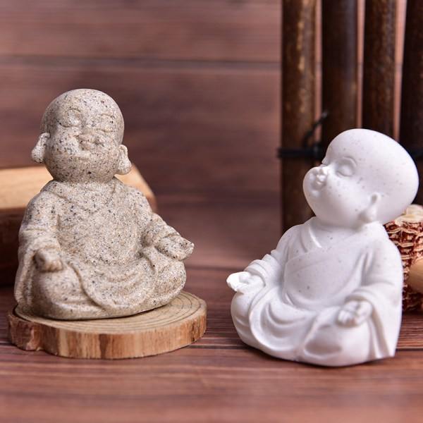 IC Little Monk Statyer Sandsten Buddha Skulptur Fengshui Figurin 2