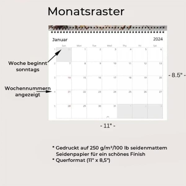 2024 Jesus Kalender, Väggkonstkalender tryckt på premiumarkivpapper