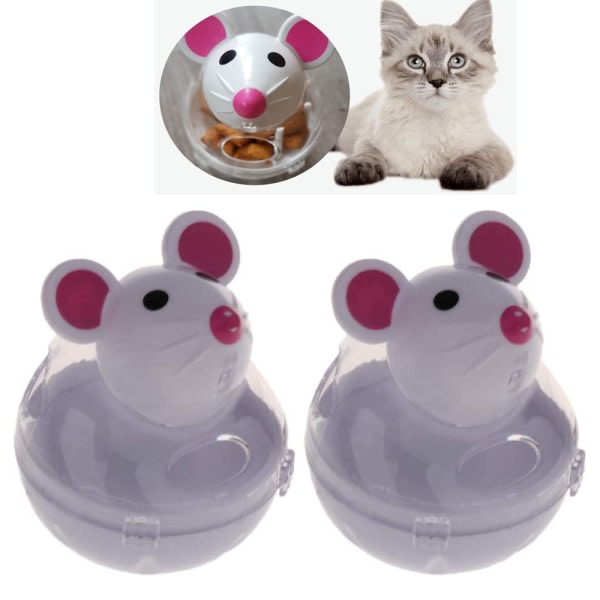 IC 2 st Mus Form Stand Up Feeder Matningsleksak, Snack Ball Mat Dispenser Interaktiv leksak för katter