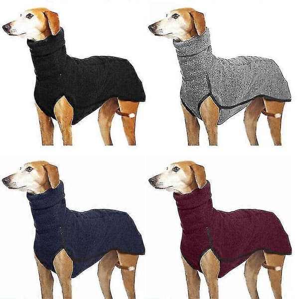 Vinterhundtröja med hög krage Greyhound Whippet Kläder Lurcher Kappa Grå Grey L