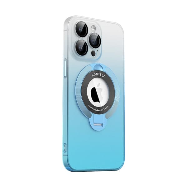 IC Usynlige magnetiske stativer til iPhone 15-serien Etui Frosted Skin Gradientfarver Gradient blå iPhone15 Pro