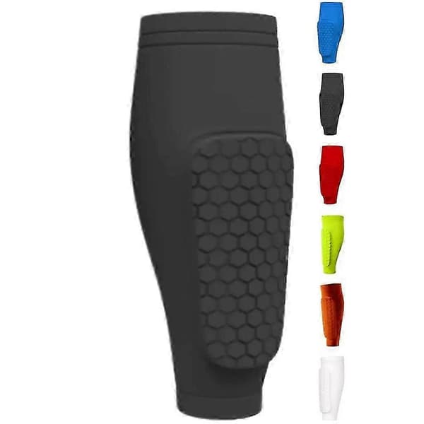 Fodboldbenskinner til børn med bikagepolstring, letvægts polyester nylon kompressionsbenbeskytter til unge, sort S black S