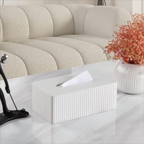Rektangulär näsdukslåda, påfyllningsbar näsduksdispenser för badrum, sovrum, vardagsrum och kontor, beige
