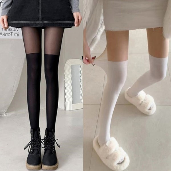 IC Sexig Patchwork Färg Dam Strumpbyxor Lår Hög St A2