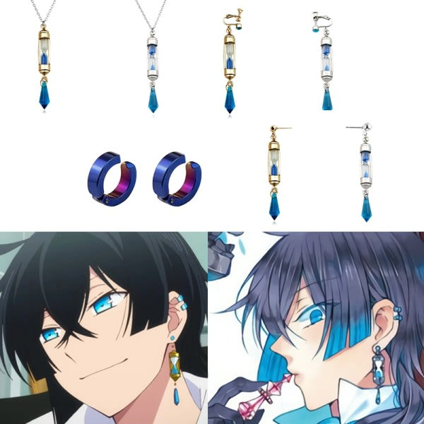 Anime Vanitas örhängen Cosplay rekvisita Cuboid Hourglass Ear Clip