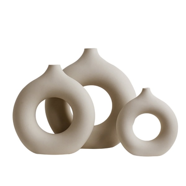 IC Keramikvas beige Modern dekorativ konstvaser Vaser i rund form