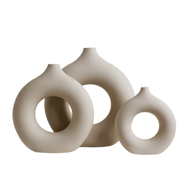 Keramikkvase beige Moderne dekorativ kunstvase Vas i rund form