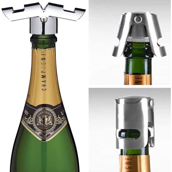 Champagneproppar, 4 st vinflaskproppar i rostfritt stål, för mousserande champagnerött vin Återanvändbar propp i rostfritt stål