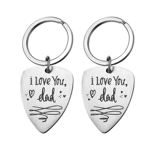 2st Titanstål Nyckelring eativ bokstäver Jag älskar dig pappa Nyckelring Praktisk nyckelhållare present till fars dag (stålfärg) IC