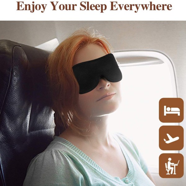 IC Unimask, Pehmeä ja Hengittävä Unimask, Säädettävä Hihna, 3D Blackout-Unimask Unettomuuteen
