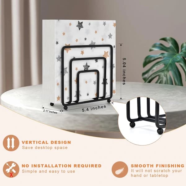 Modern Black Metal Napkin Holder Vertical Tabletop Paper Napkin Dispenser