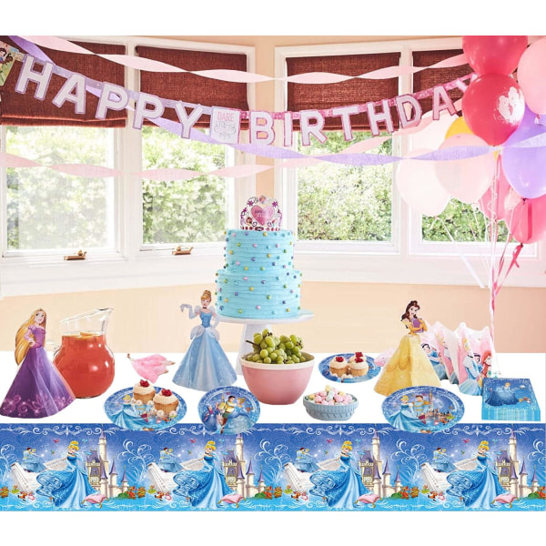 IC 41 st Cinderella-tema för födelsedagsfester tillbehör inkluderar grattis på födelsedagstallrikar, servetter och askungedukar.