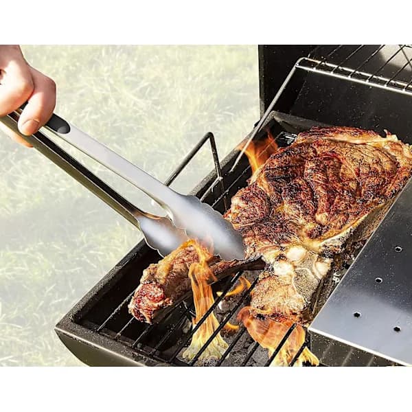 Køkkentang Sæt med 2 i Rustfrit Stål og Varmebestandig Silikone Låsetang til Madlavning Grill og Servering Sort