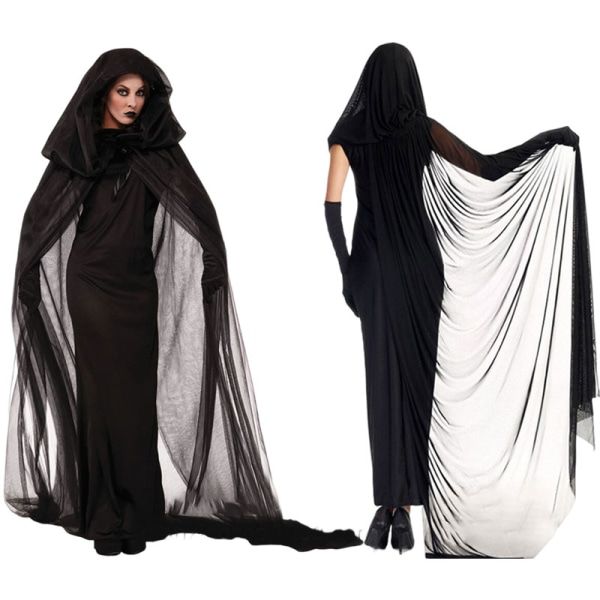 IC 2023 Halloween-kläder spökbrud häxa vampyr cosplay. Svart S