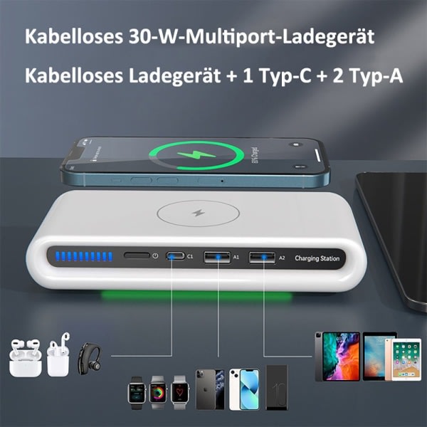 IC CNE Multiport Trådlös USB-laddare, Trådlös Laddstation