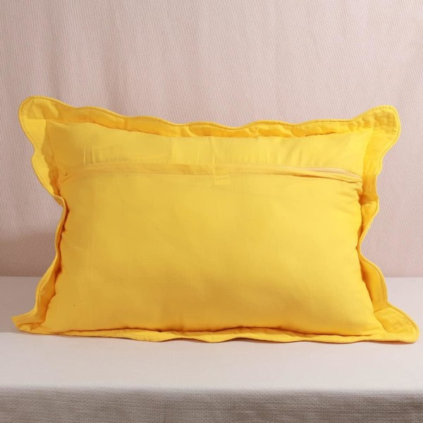IC 2-osainen brodeerattu puuvillapehmustettu tyynynpäällinen Shams Rustic yksivärinen setti koristeellinen tyynynpäällinen (keltainen, 20\"x28\")