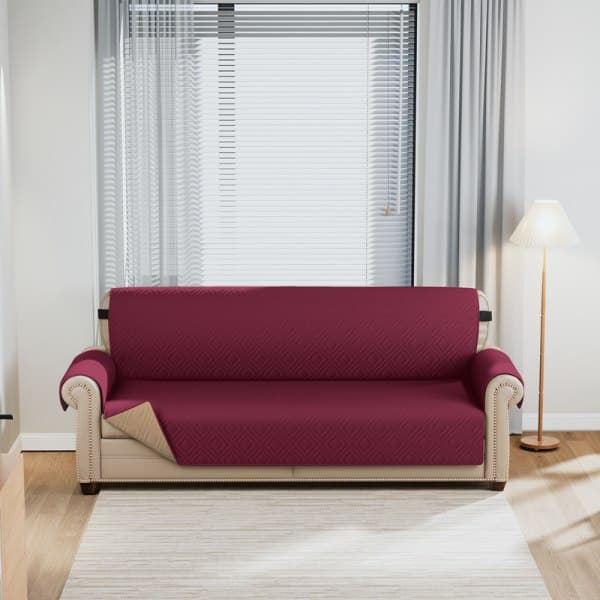 Vandtæt og skridsikker sofaovertræk med elastiske bånd Vaskbart sofaovertræk Rød Betræk til enkeltsofa