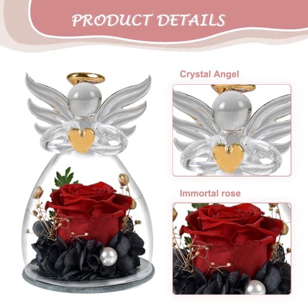 IC Angel Evig Blomst Rose Cover Feriegave Rosarød