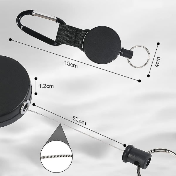 3 innfellbare nøkkelringer, 80 cm stål IC