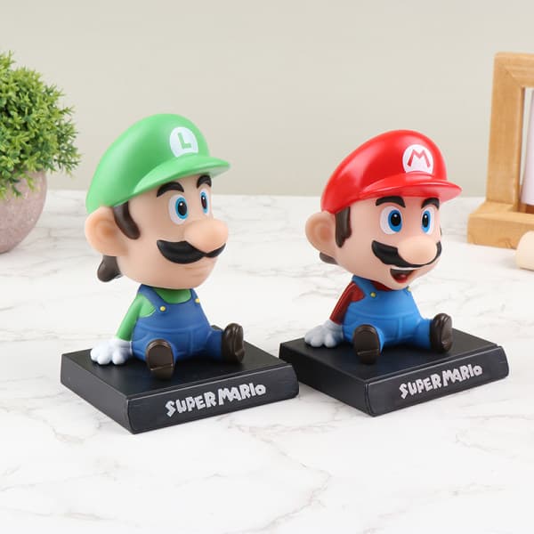 IC Bros Luigi Cartoon Spring Model Legetøj Anime Figur Skrivebordsdekoration Grøn