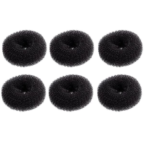 Mini Hårknold Maker Sæt, 6 STK Chignon Donut Formere til Børn Piger Kort og Tyndt Hår, Sort 2 Tommer