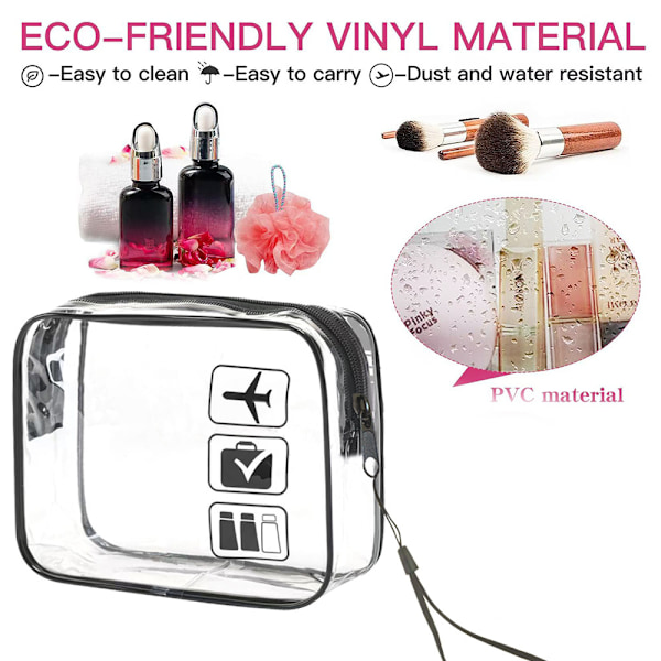 Transparent necessär med portabel necessär för resa, kosmetikaväska, förvaringsväska för badrumstoalettartiklar Black handbag