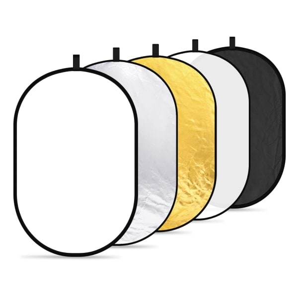 IC 5-i-1 hopfällbar ljusreflektor 60x90 cm 24x36 tum guld/silver