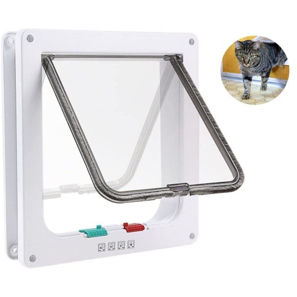 IC Kattluke Hundluke 4-veis kattluke Magnetisk fangst, 19*19,7*2 cm XL 27.7*25*5.5cm
