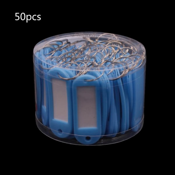 50 st Plast för nyckelbrickor Behållare för nyckeletiketter med delad ring & etikett Win Sky Blue IC