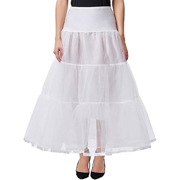 Dame Ankel Lengde Underskjørt Skjørt Bryllup Halv Slip Krinoline Underskjørt Hvit White S M