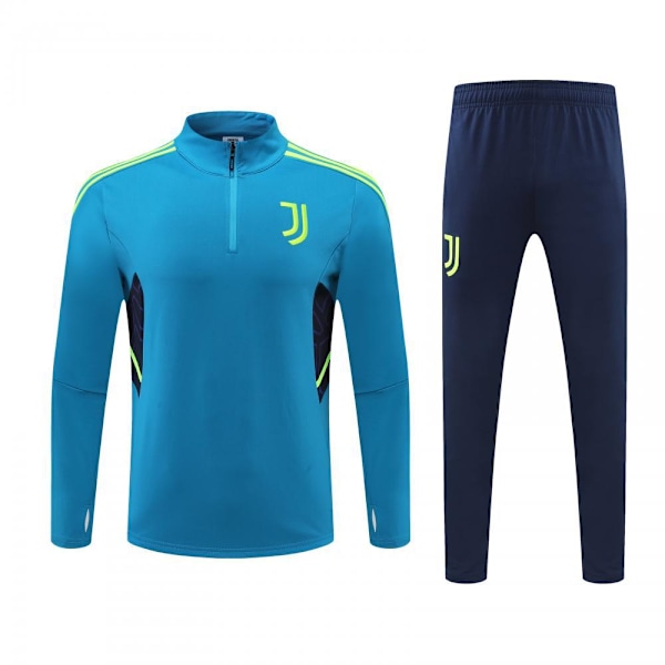 Paris-inspireret træningsdragt med halv lynlås - Fodbolduniform til hold, langærmet, efterår/vinter, herre, voksen Blue set XXXL