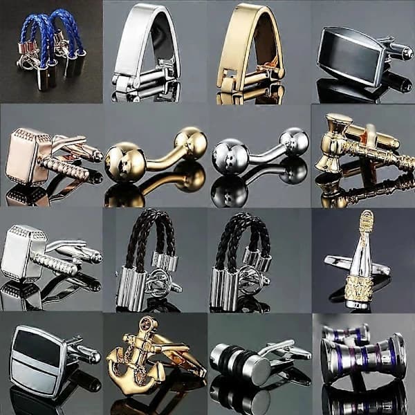 Brass Cufflinks for Men - 2 Pairs, Cylindrical Rope Design