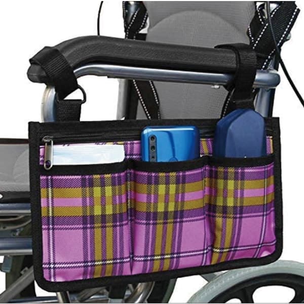 IC Rullestolveske, Rullestolveske, Rullestolsideveske for armstøtte med refleksstripe for turgåere, scooter, rullatortilbehør (gitter